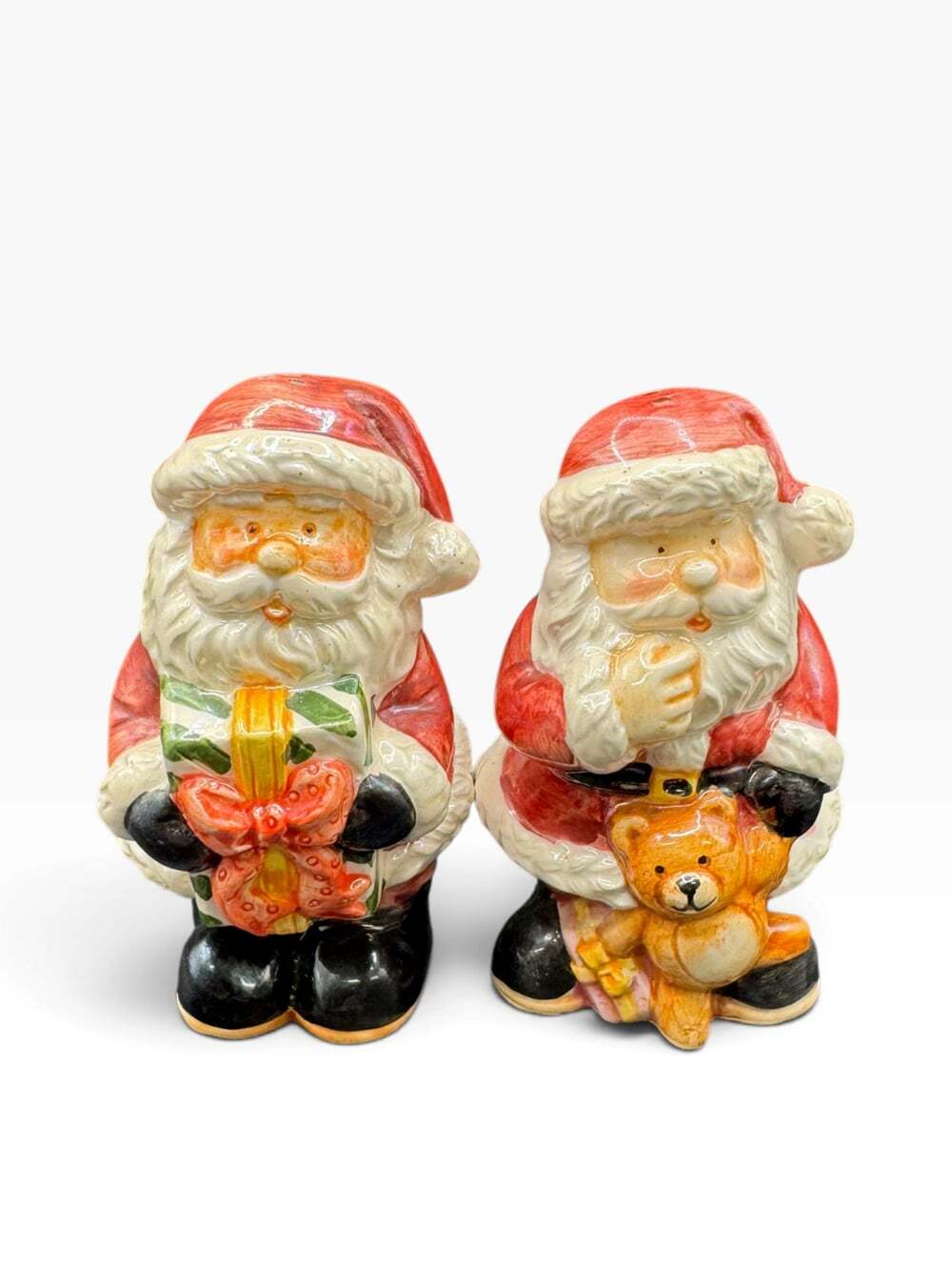 Santa Claus Salt & Pepper Shakers Ceramic Christmas Teddy Bear Gift Set